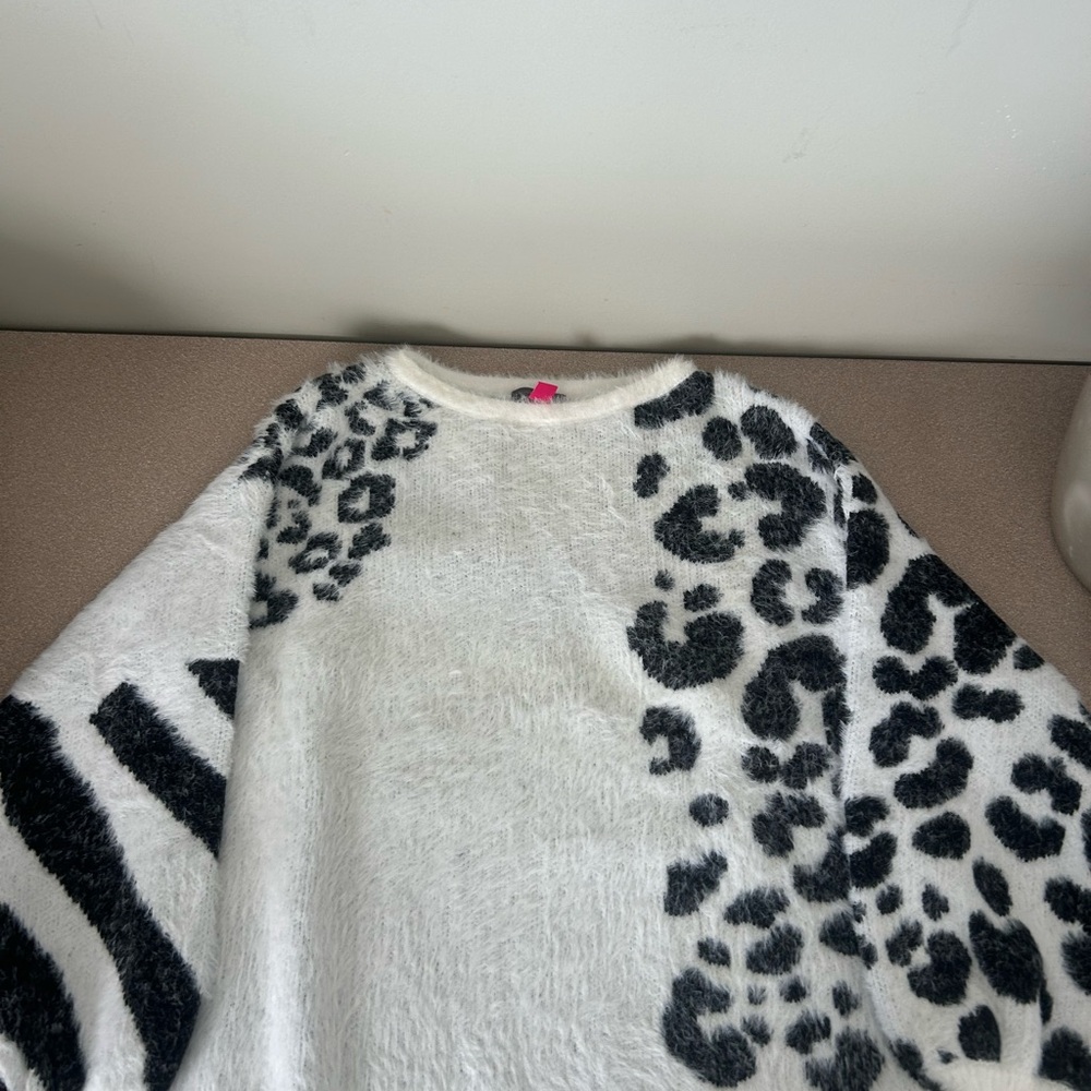 Vince Camuto Black and White Animal Print Sweater